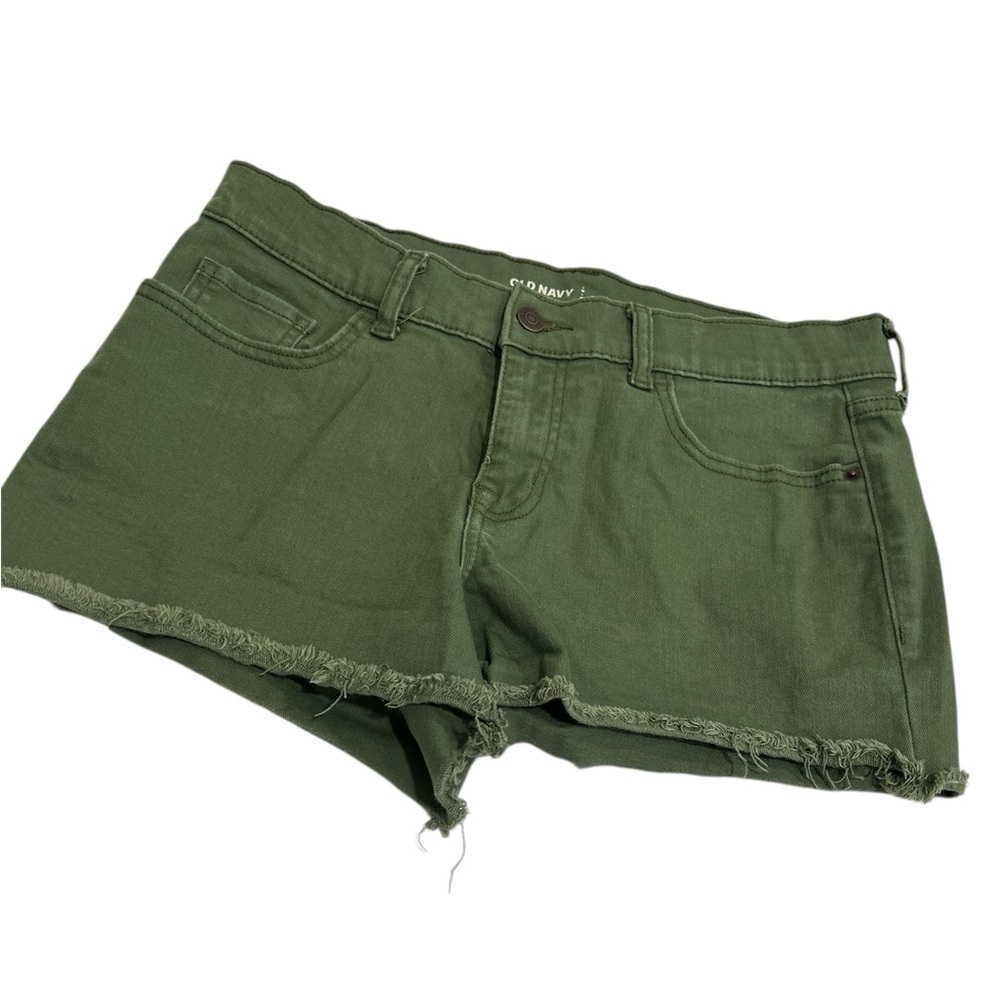 Old Navy Green Jean Shorts with Frayed Hem